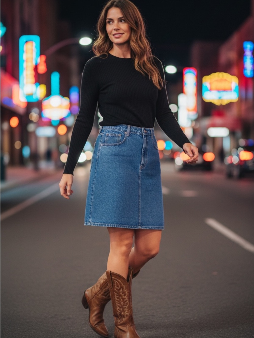 Jordache Vintage Denim Jean Skirt Size 8-10 Western Cowgirl Linedancing